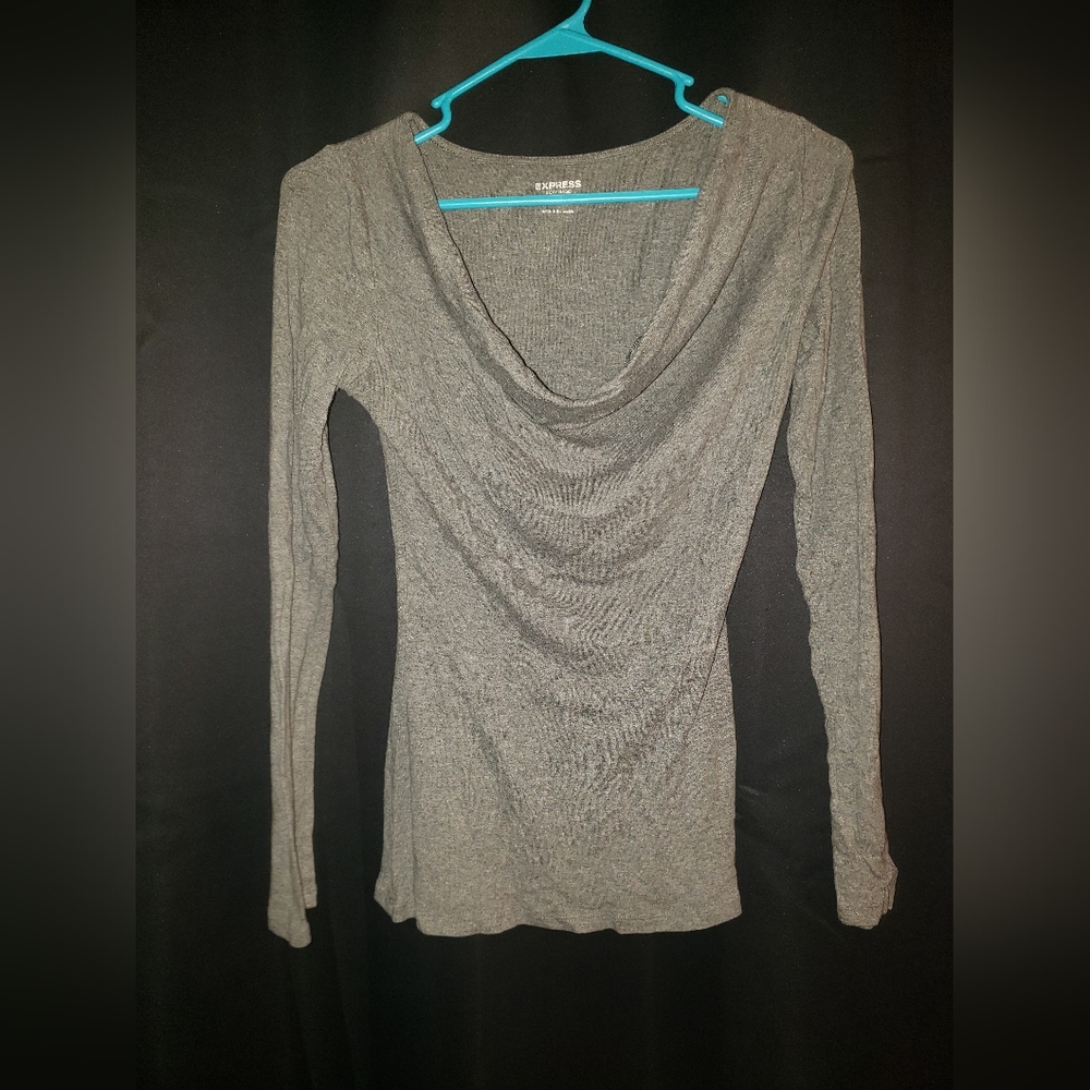 Express Gray Cowl Necked Long Sleeve Shirt Size Extra Small